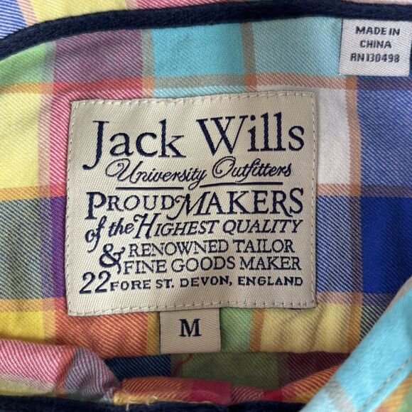 Jack Wills Shirt Mens Medium Multicolor Plaid England Long Sleeve Button Up Logo - Picture 9 of 13